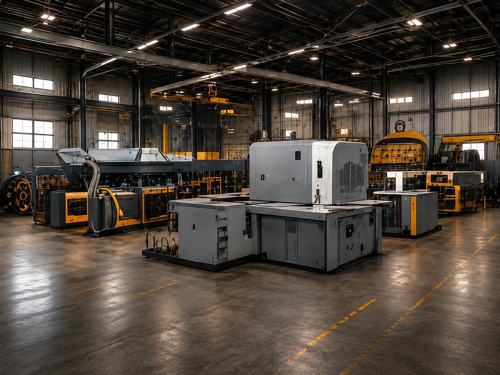 Manufacturing facility interior with machinery