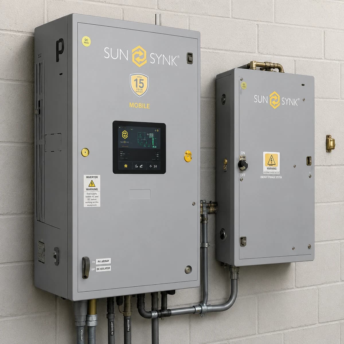 Battery storage cabinets and inverters in a mechanical room