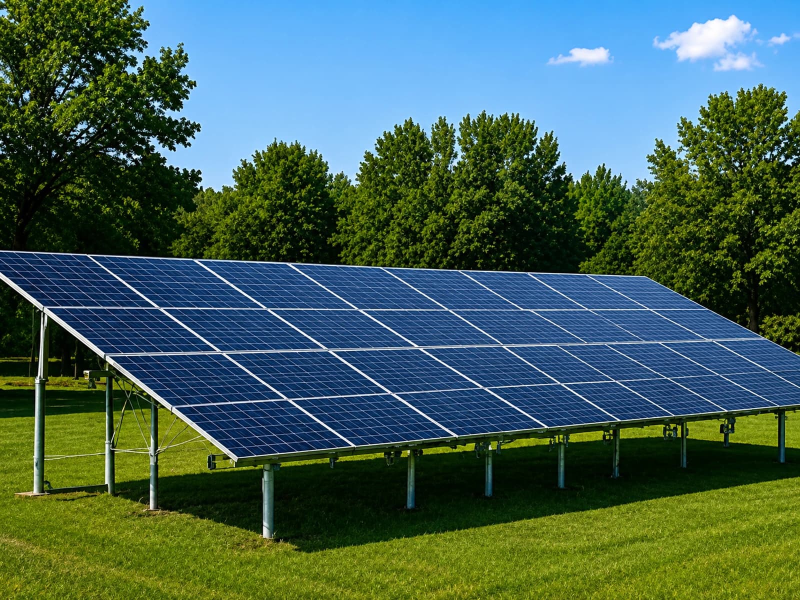 Ground-mounted solar array on a residential lot